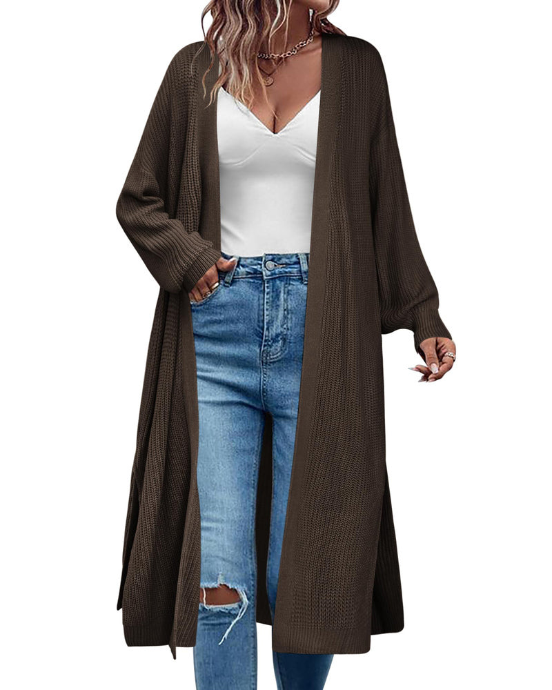Women's Oversized Long Sleeve Open-Front Chunky Knit Cardigan