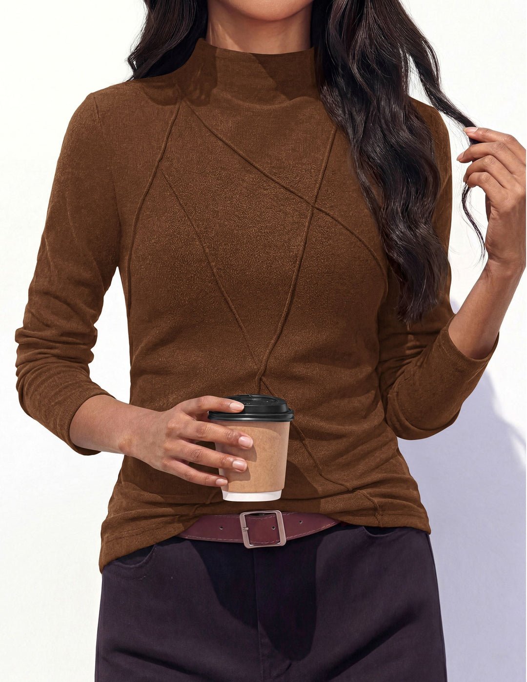 Women's Long Sleeve Knit Mock Neck Tunic