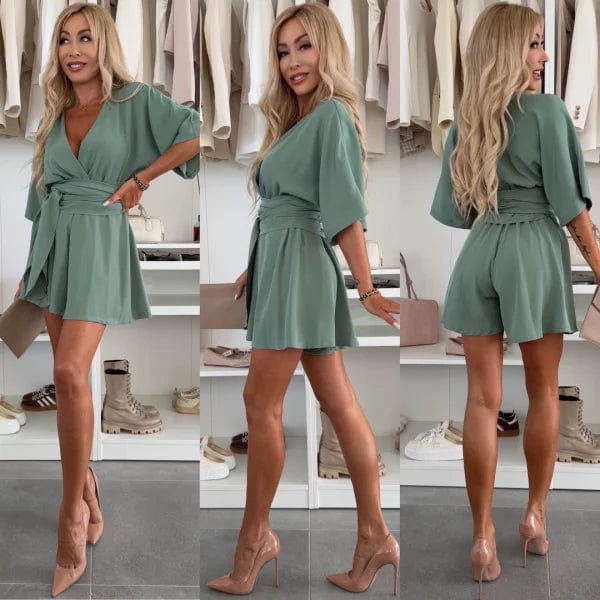 Ladies Stylish Short Sleeve Wrap Mini Dress