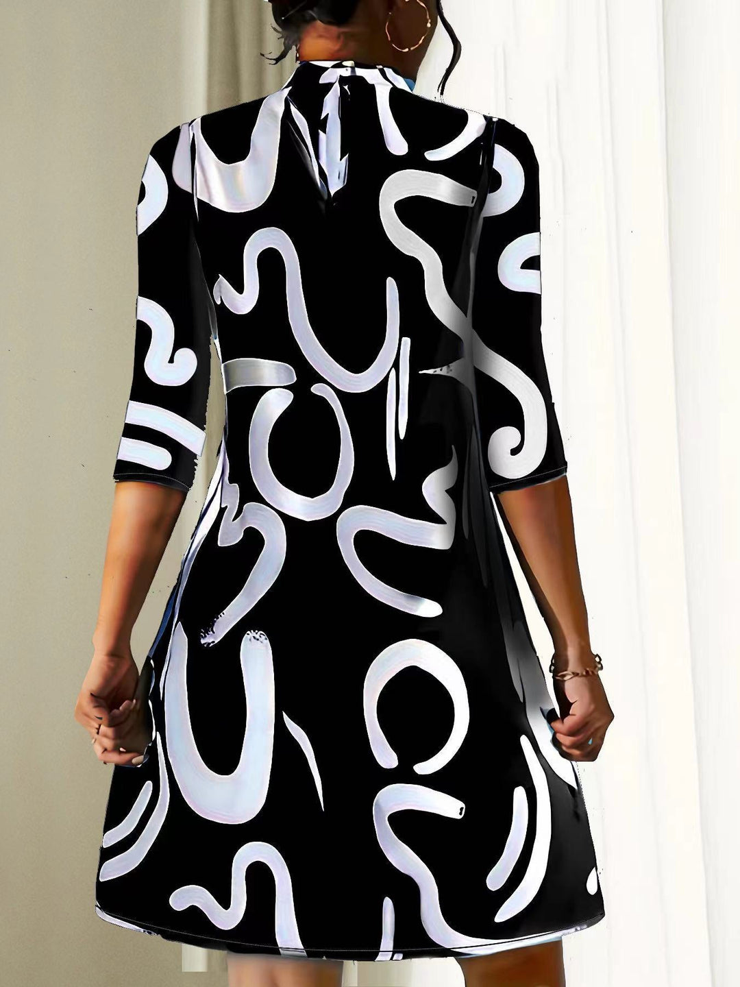 Round Neck Dress for Women, Elegant Style