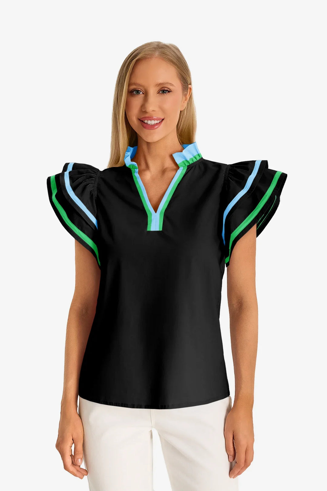 Women's Color Block Cotton Blouse