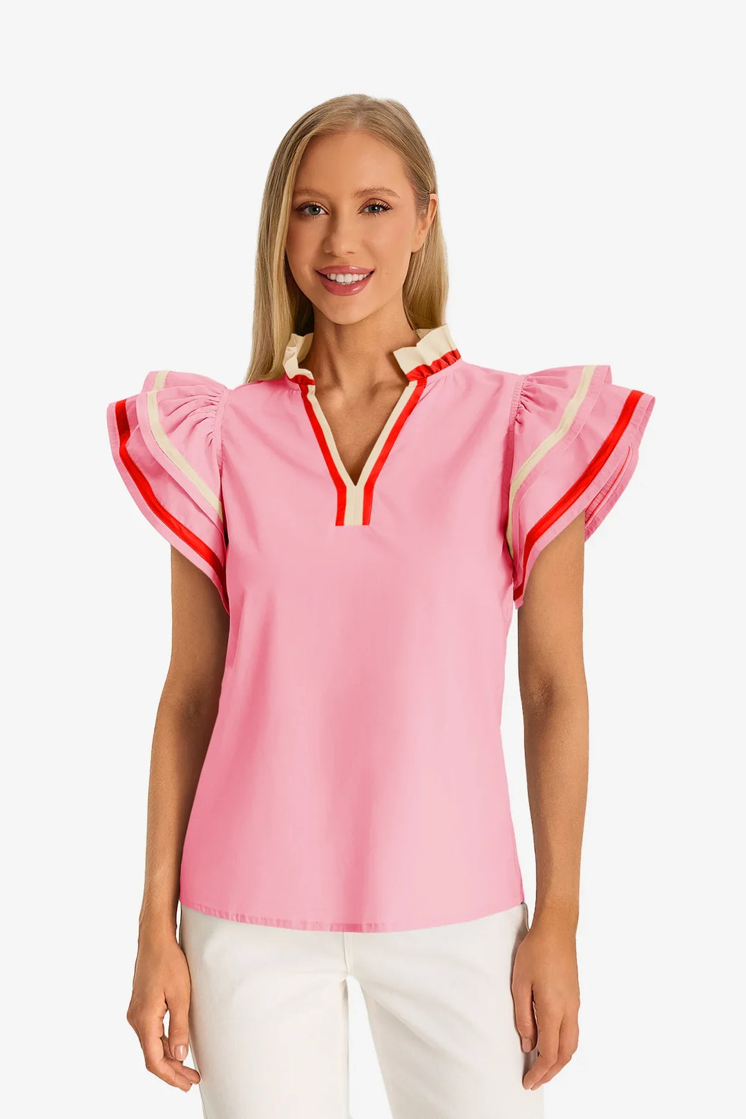 Women's Color Block Cotton Blouse