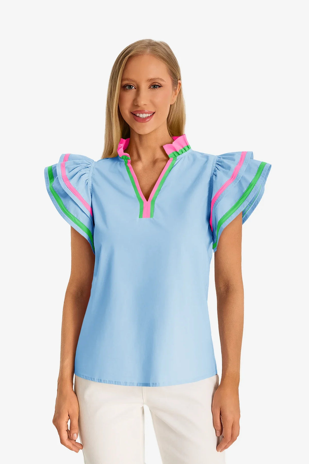 Women's Color Block Cotton Blouse