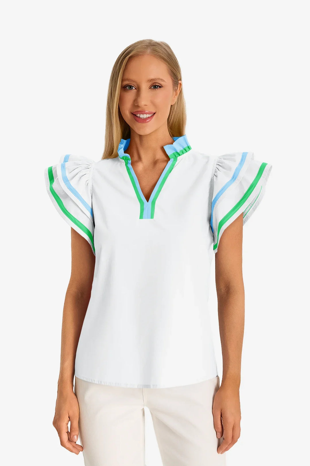 Women's Color Block Cotton Blouse