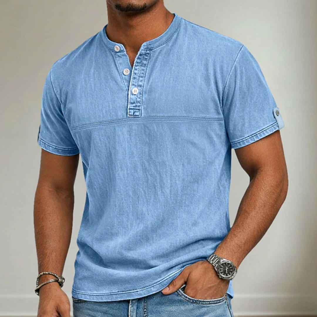 Collar Short Sleeve Shirt for Men, Casual Style