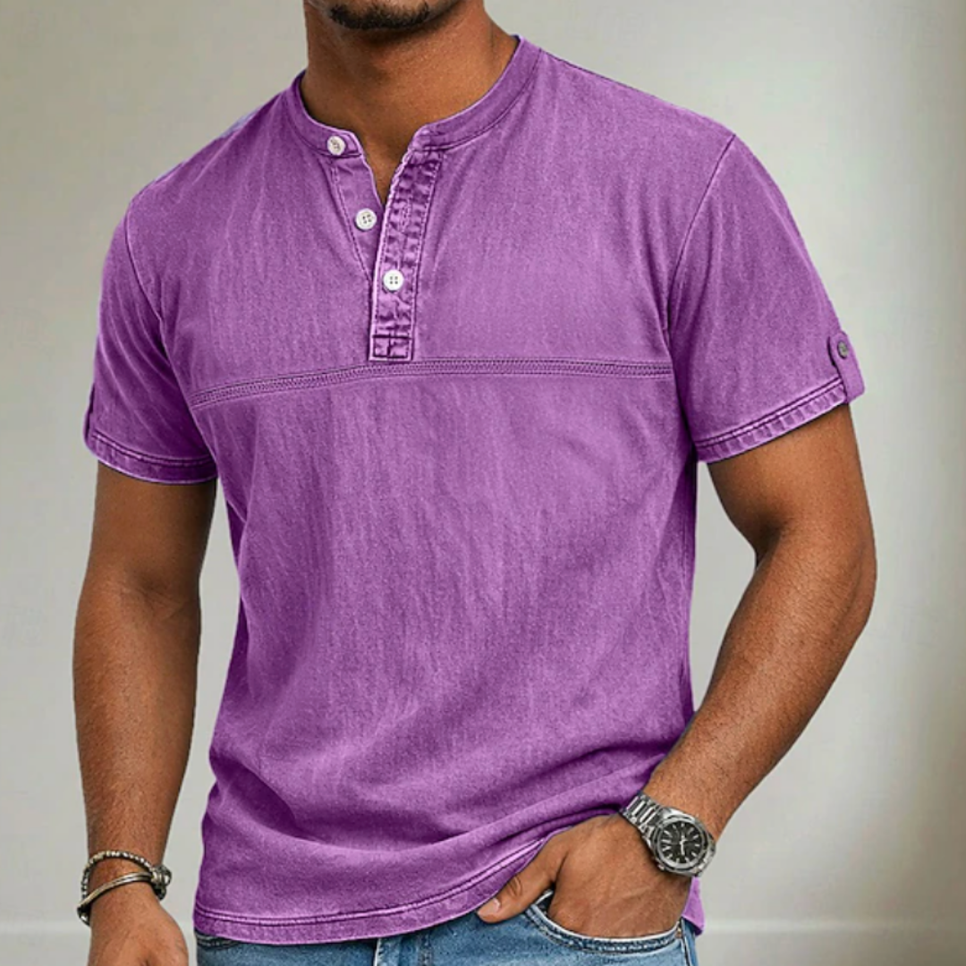 Collar Short Sleeve Shirt for Men, Casual Style