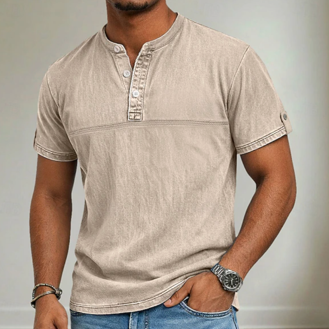 Collar Short Sleeve Shirt for Men, Casual Style