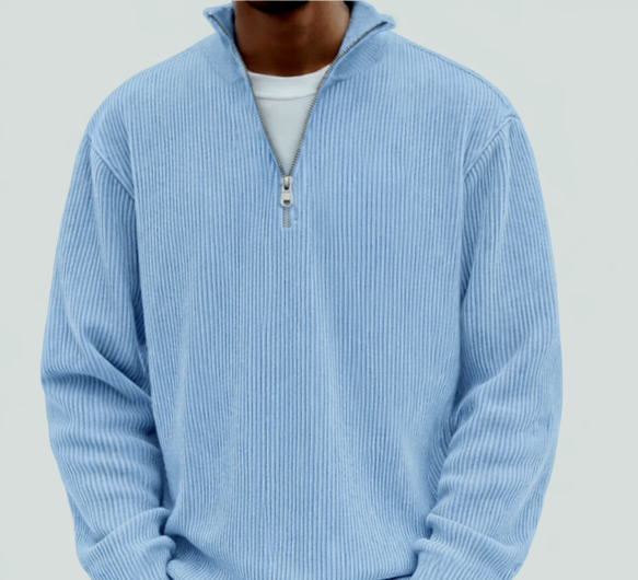 Stylish Zipper High Neck Sweater for Men, Plus Size