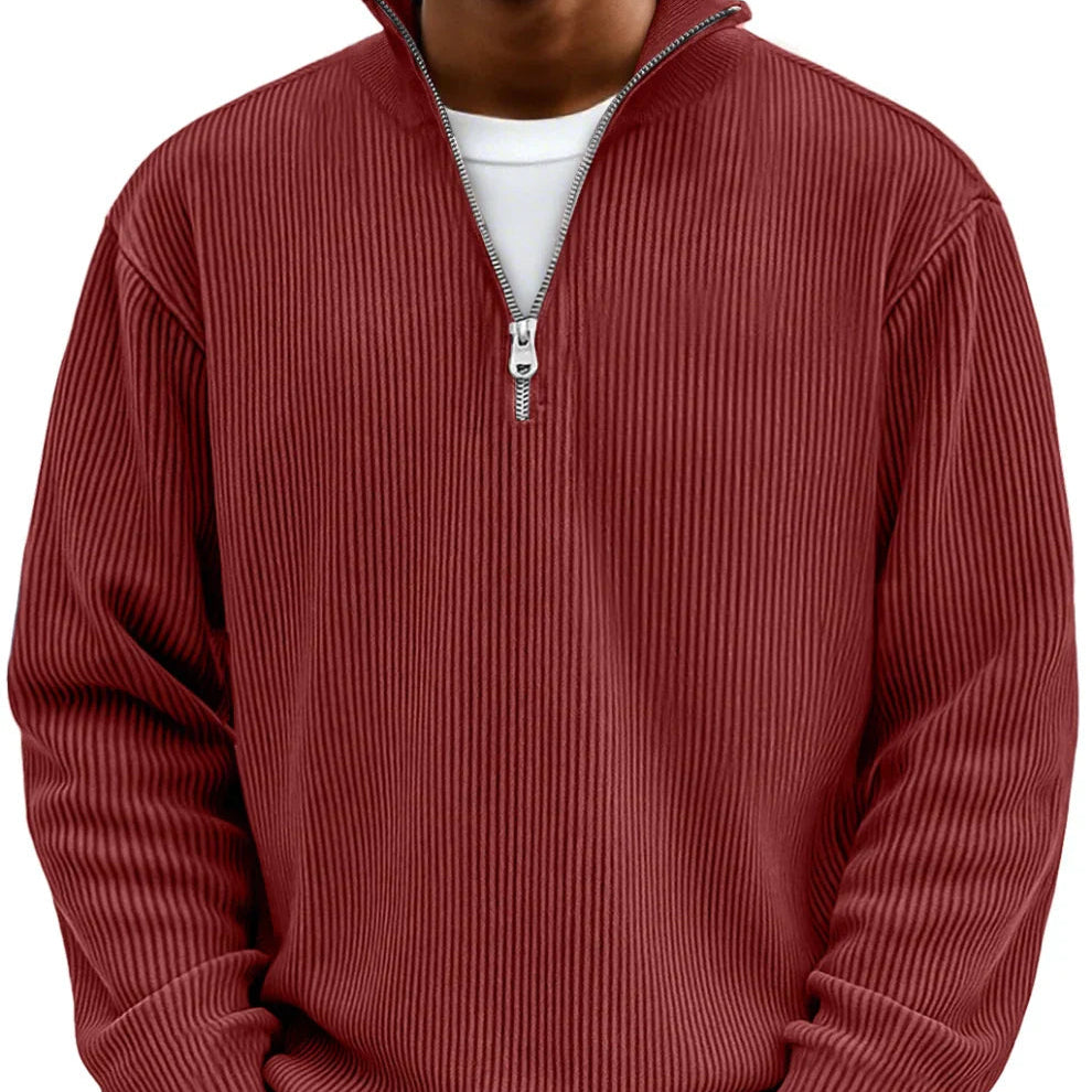Stylish Zipper High Neck Sweater for Men, Plus Size