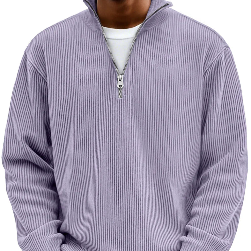 Stylish Zipper High Neck Sweater for Men, Plus Size