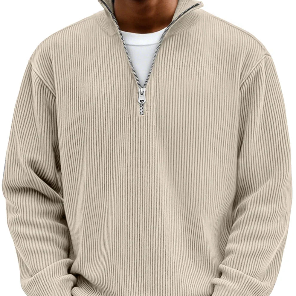 Stylish Zipper High Neck Sweater for Men, Plus Size