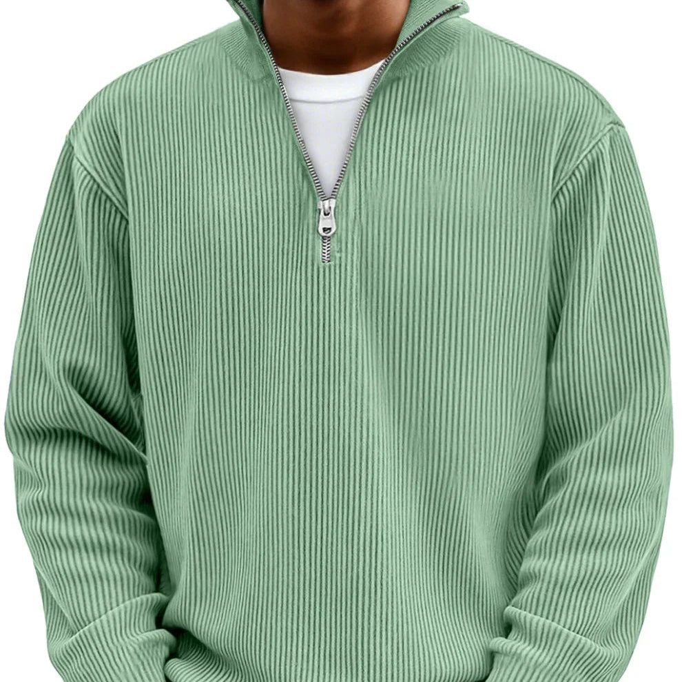 Stylish Zipper High Neck Sweater for Men, Plus Size