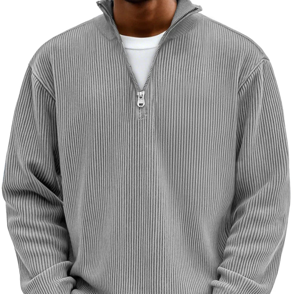 Stylish Zipper High Neck Sweater for Men, Plus Size
