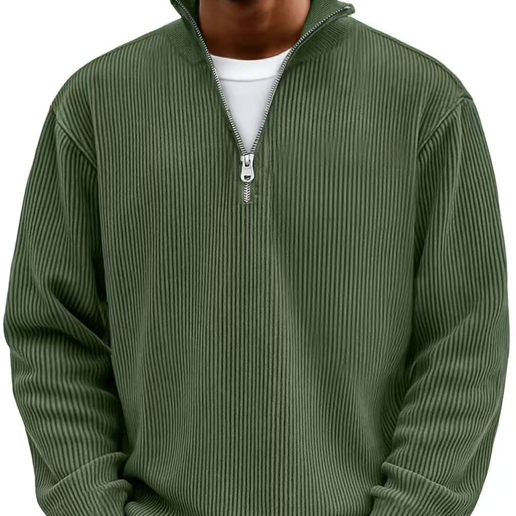 Stylish Zipper High Neck Sweater for Men, Plus Size