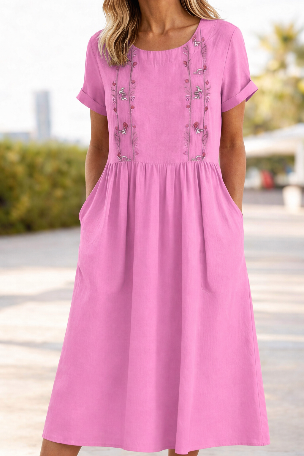 Summer Short Sleeve Dress for Women, Casual Style