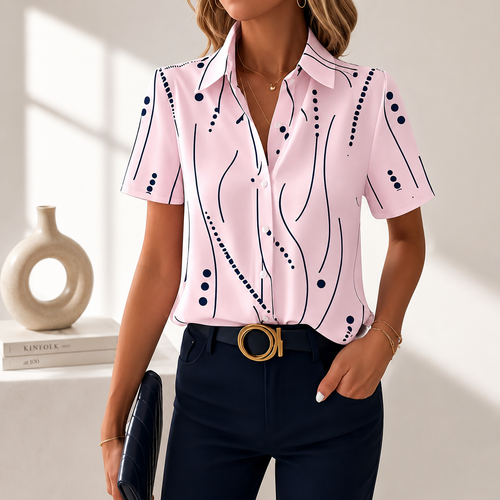 Abstract Print Blouse for Women, Plus Size