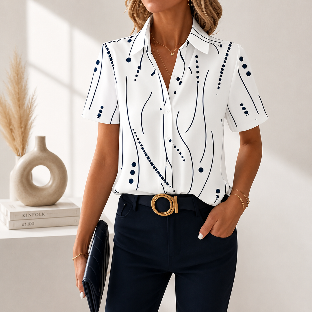 Abstract Print Blouse for Women, Plus Size