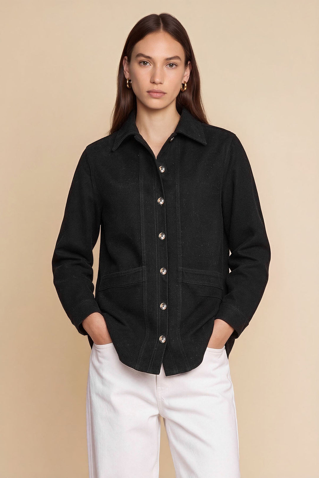 Women's Button-Front Denim Jacket – Cotton Blend
