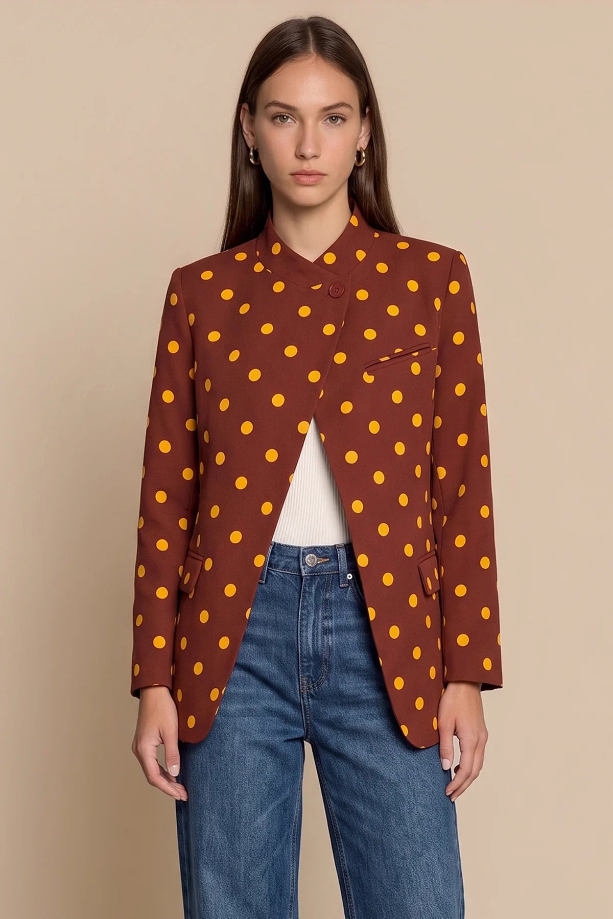 Women's Polka Dot Blazer – Brown