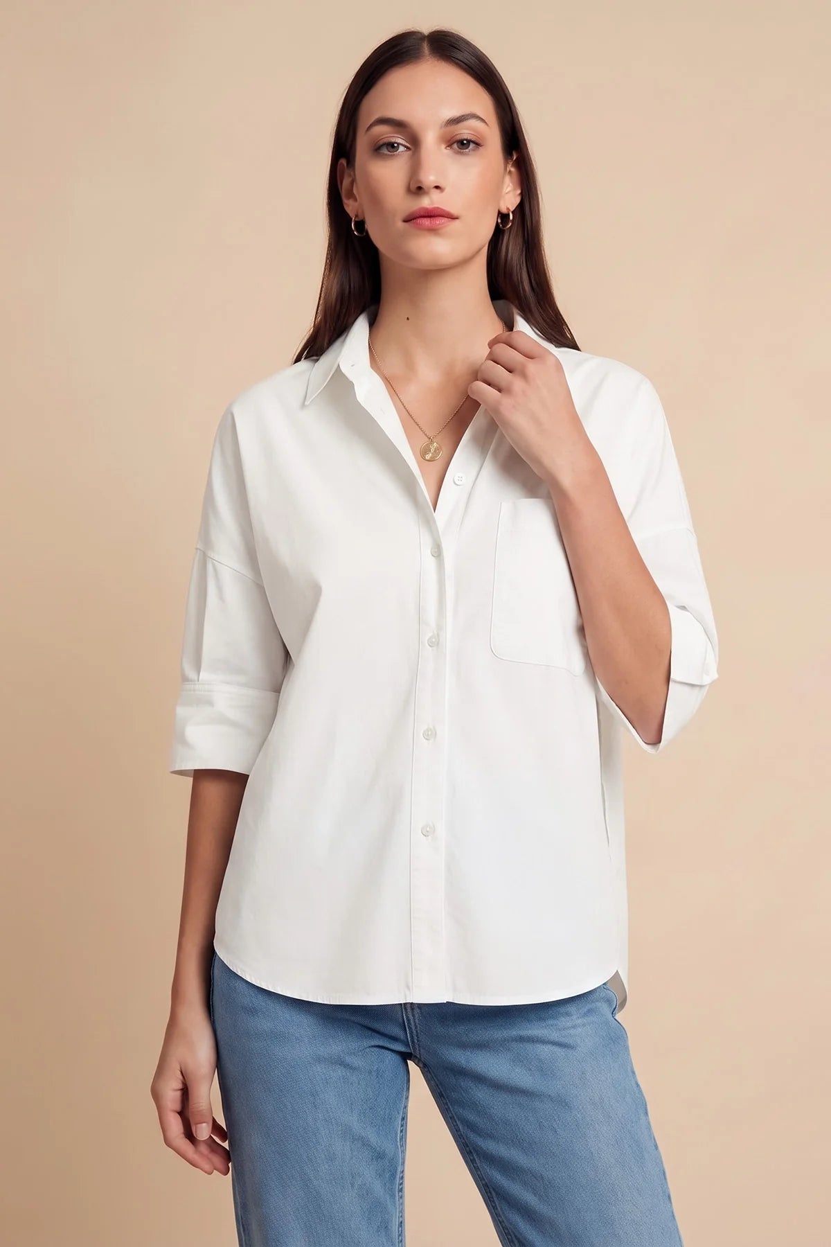 Women's Oversized Button-Down Shirt – White