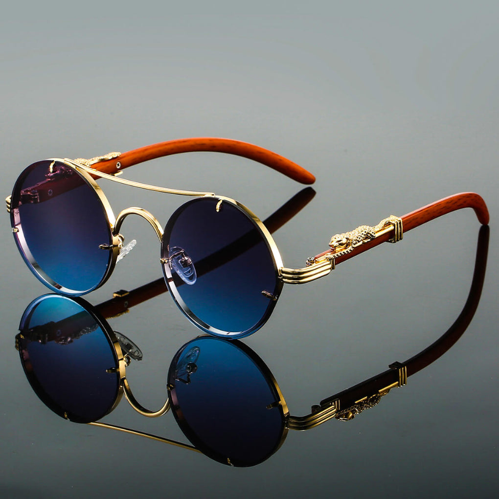Sleek Retro Metal Oval Sunglasses for Men