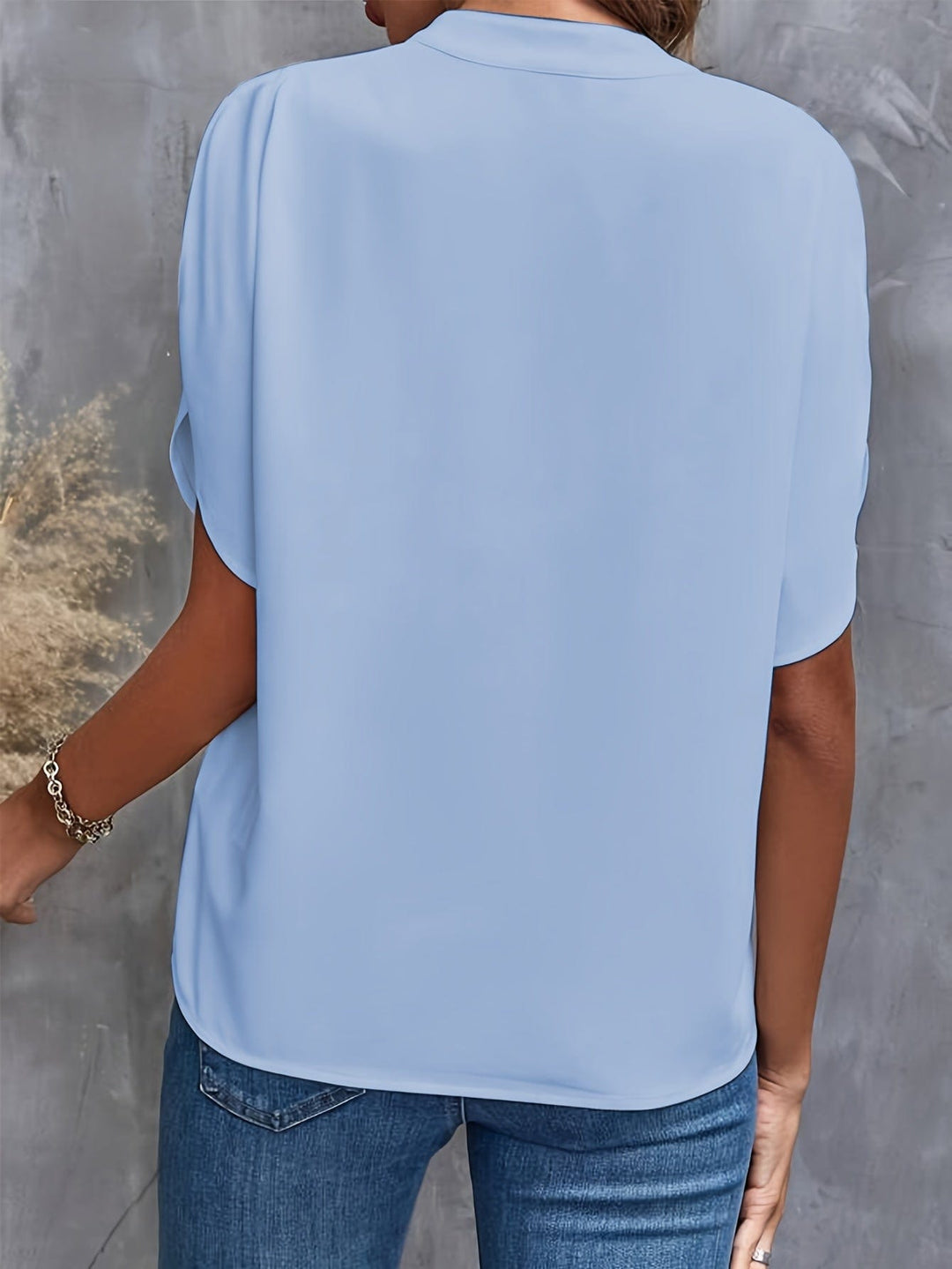 Draped V-Neck Blouse for Women, Elegant Style