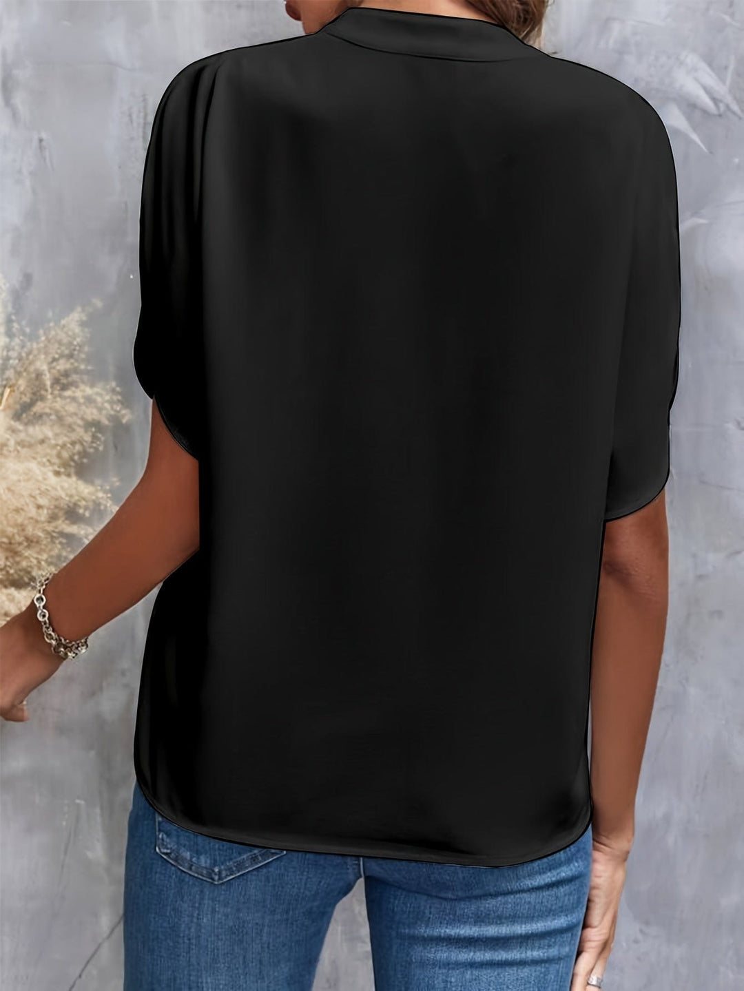Draped V-Neck Blouse for Women, Elegant Style