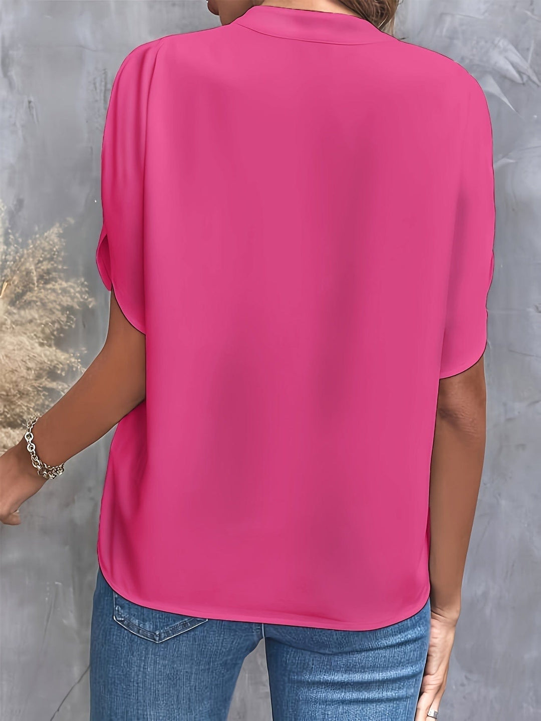 Draped V-Neck Blouse for Women, Elegant Style