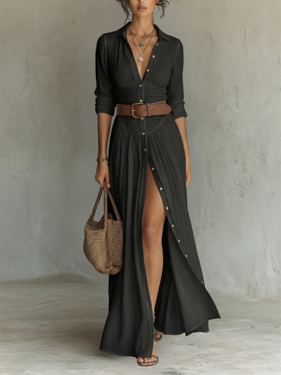 Stylish Long Sleeve Collared Dress for Women