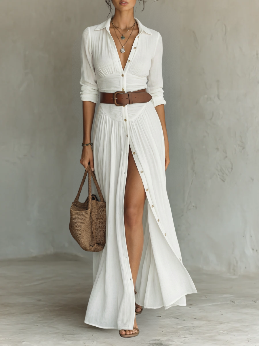 Stylish Long Sleeve Collared Dress for Women