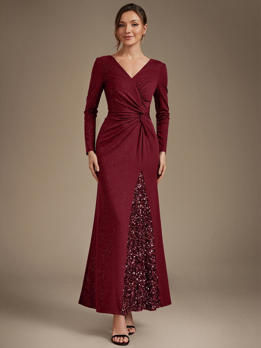 Women's Long Sleeve Sequin Maxi Party Dress – Stretch