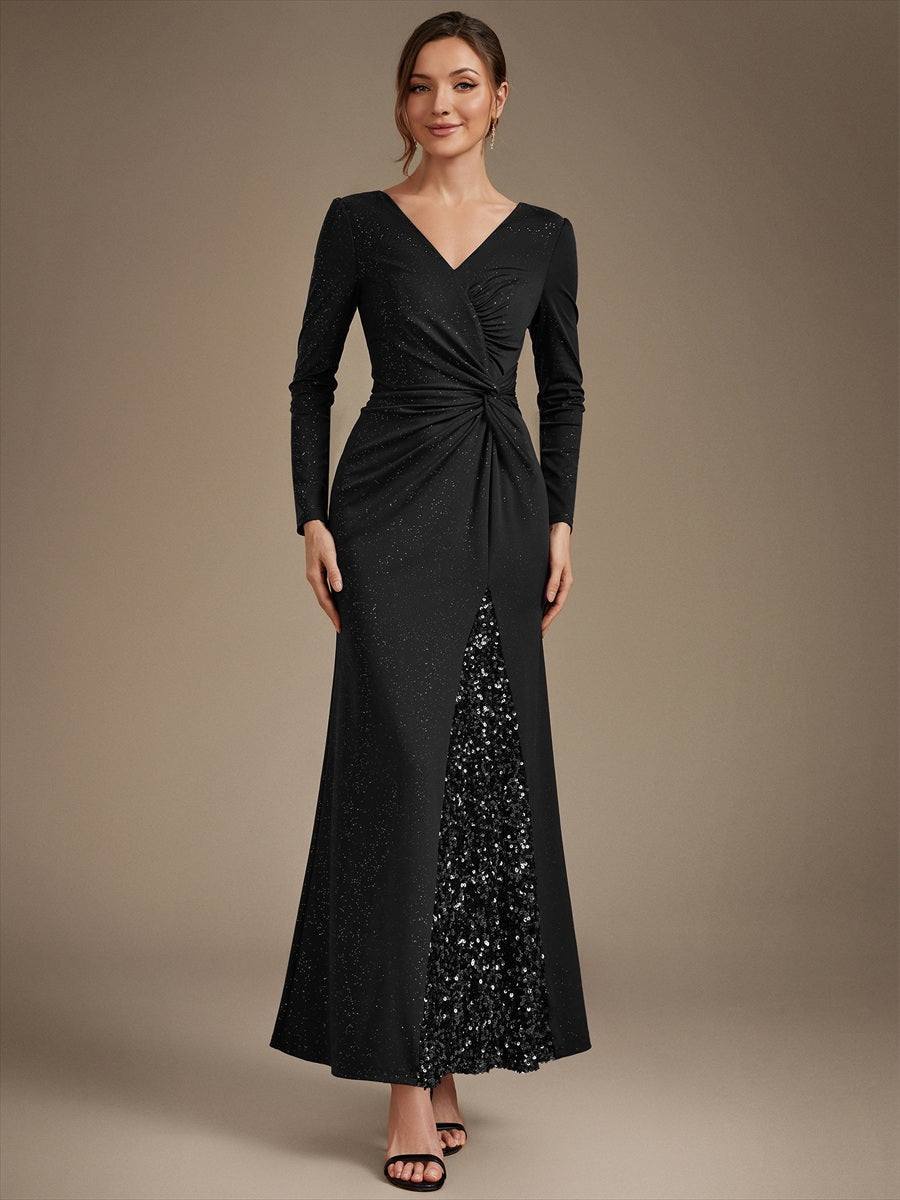 Women's Long Sleeve Sequin Maxi Party Dress – Stretch