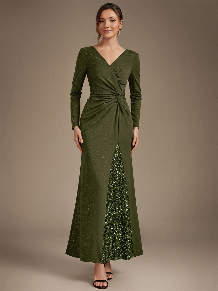 Women's Long Sleeve Sequin Maxi Party Dress – Stretch