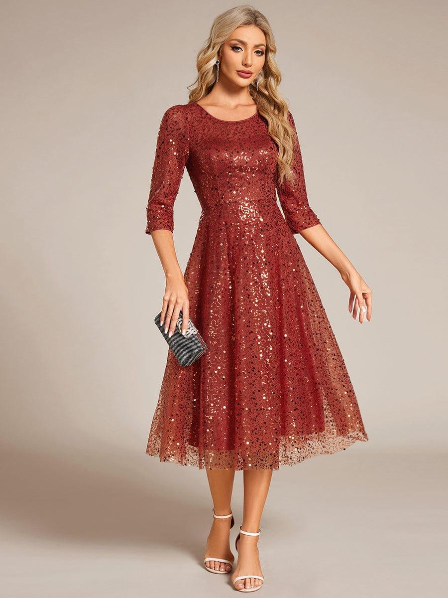 Women's Sequin Crew Neck Midi Party Dress – Stretch