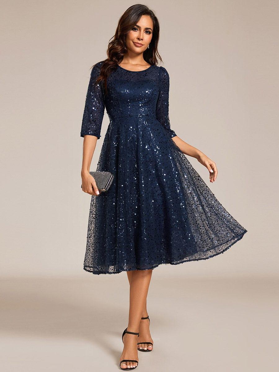 Women's Sequin Crew Neck Midi Party Dress – Stretch