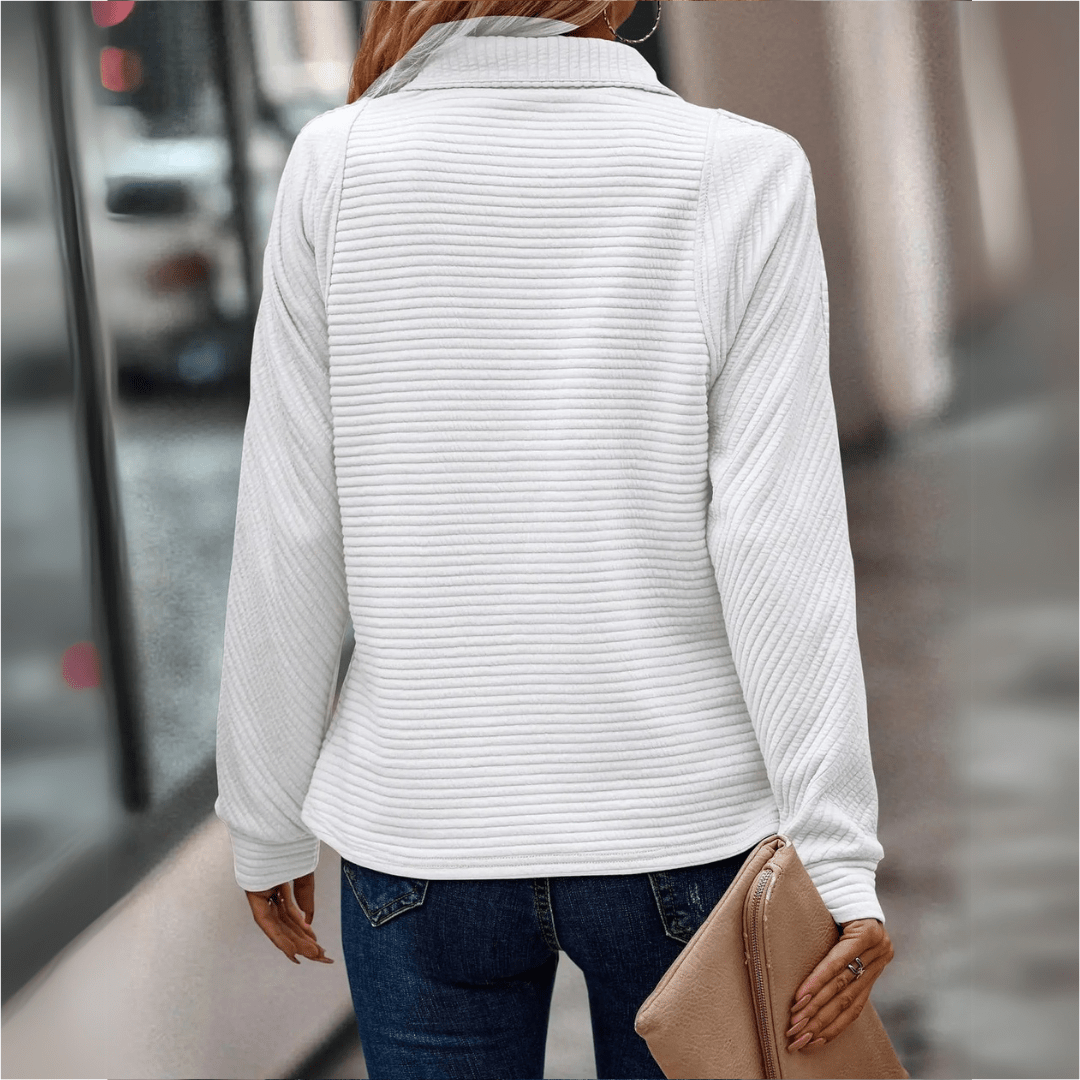 Ribbed Half-Zip Pullover for Women