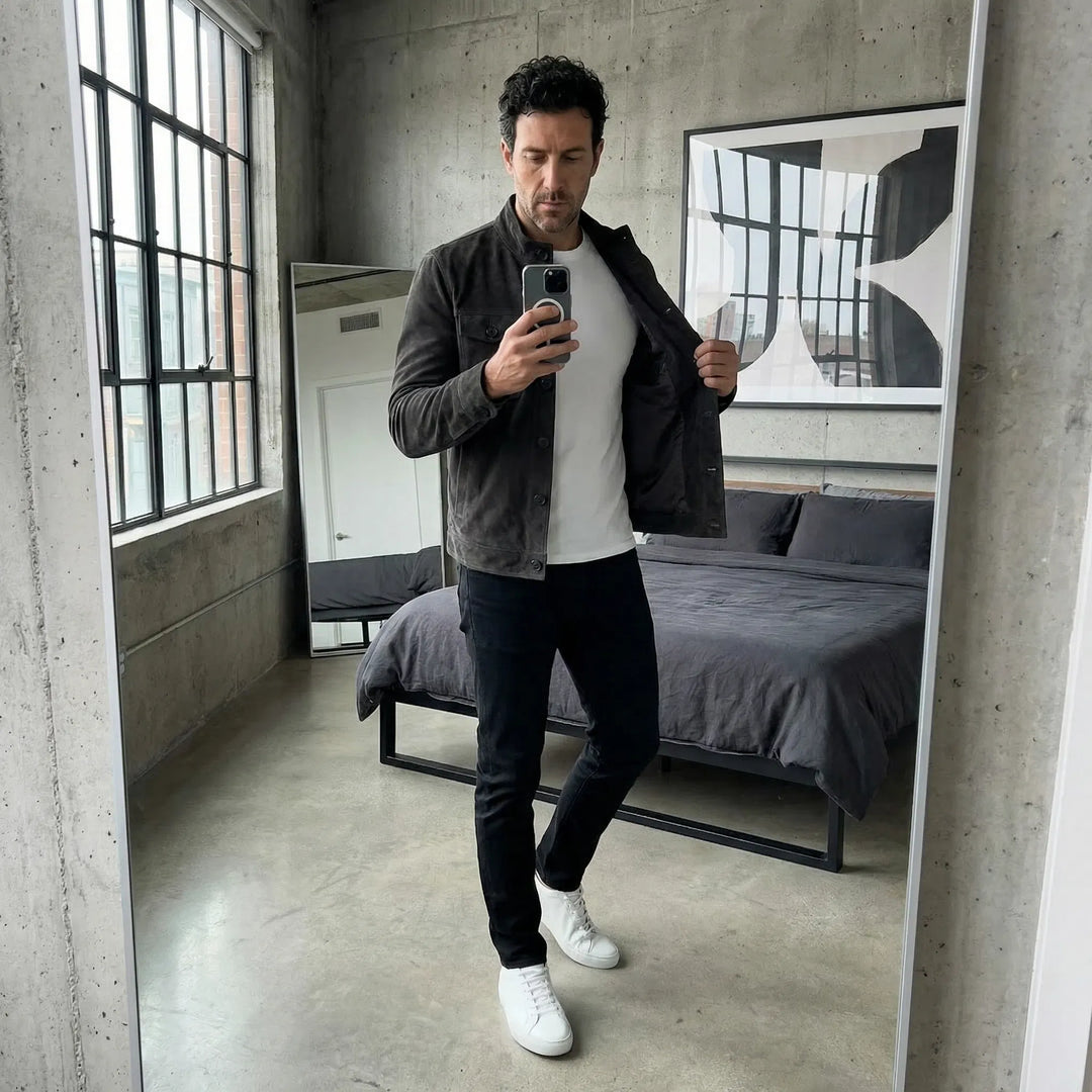 Pocket Suede Jacket, Men's Classic Fit
