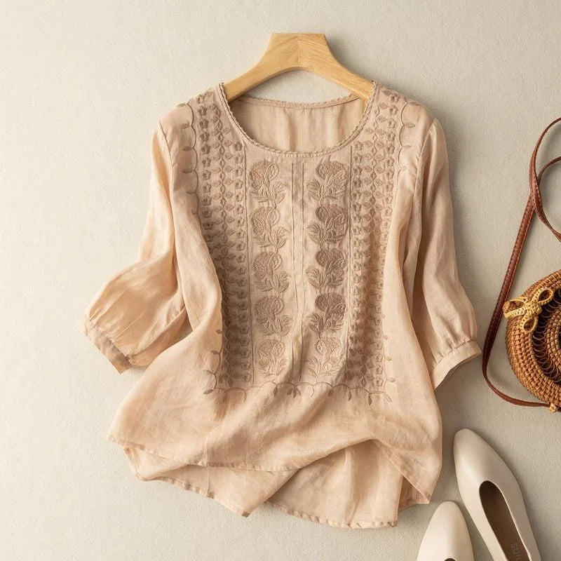 Embroidered Summer Blouse for Women, Plus Size