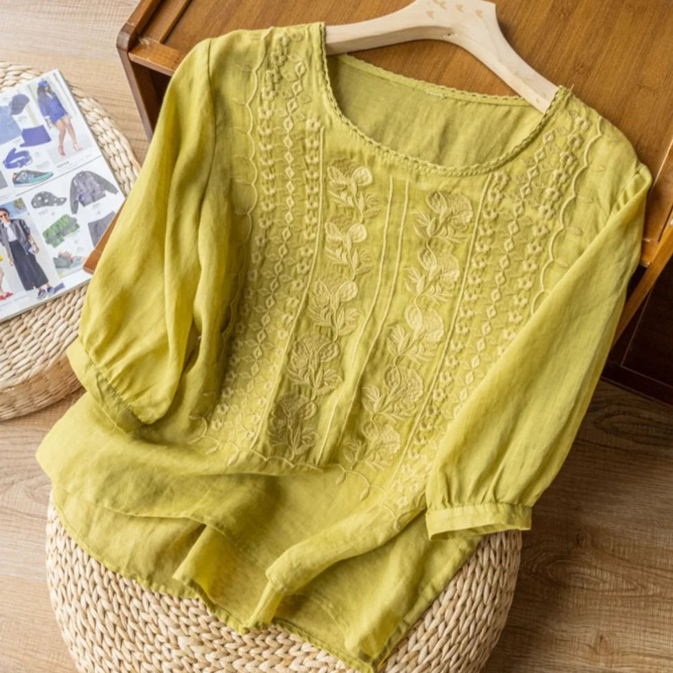 Embroidered Summer Blouse for Women, Plus Size
