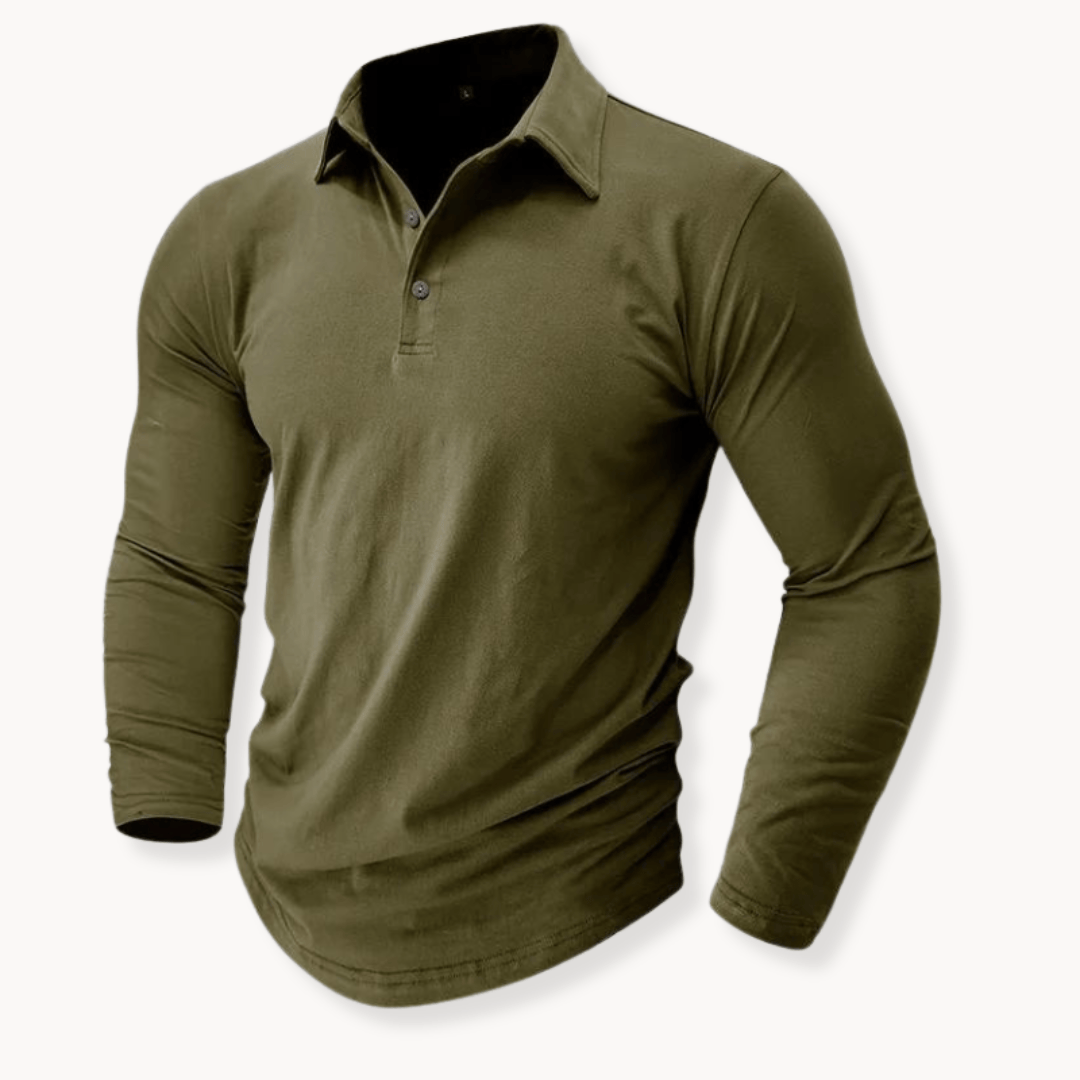 Casual Long Sleeve Collared Polo for Men