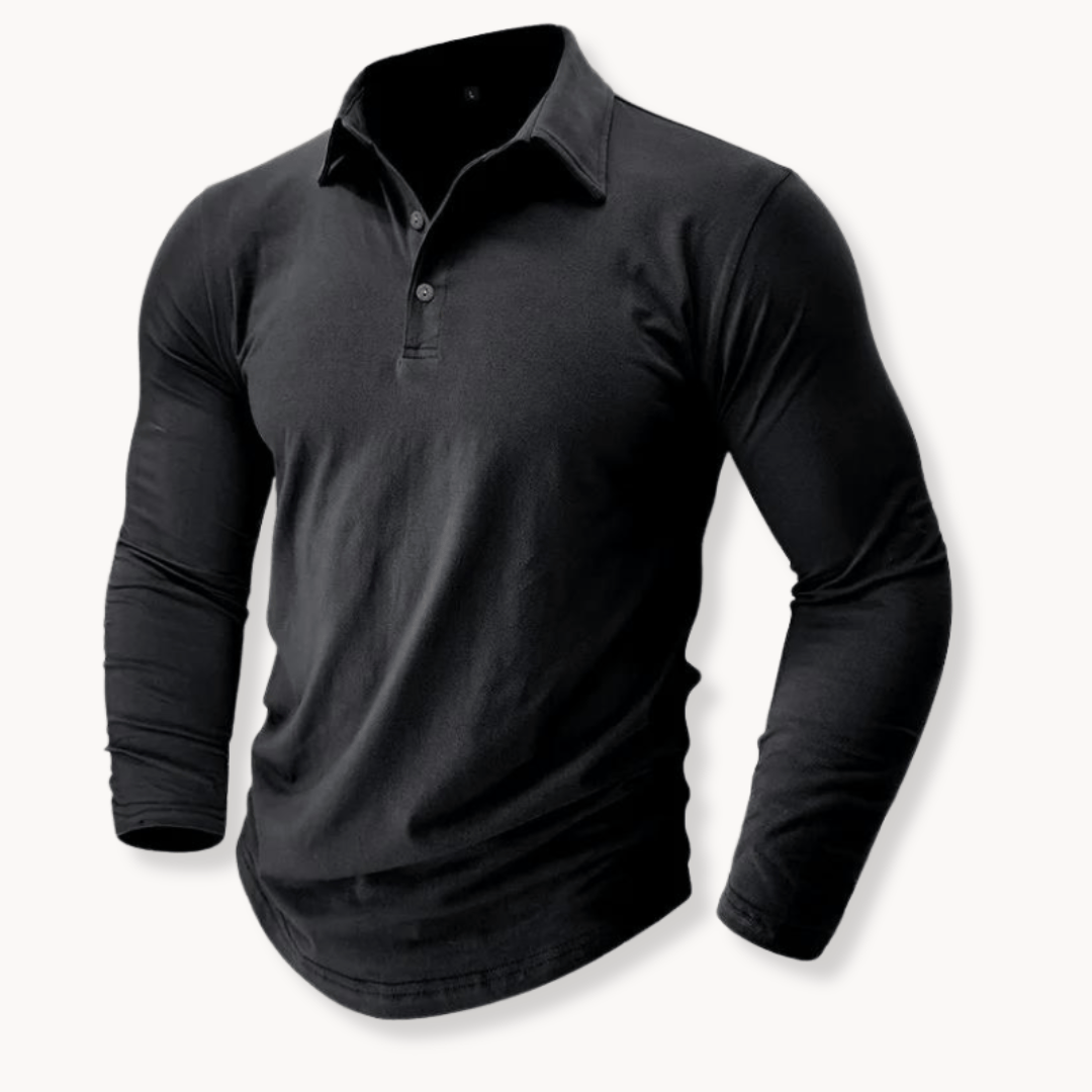 Casual Long Sleeve Collared Polo for Men