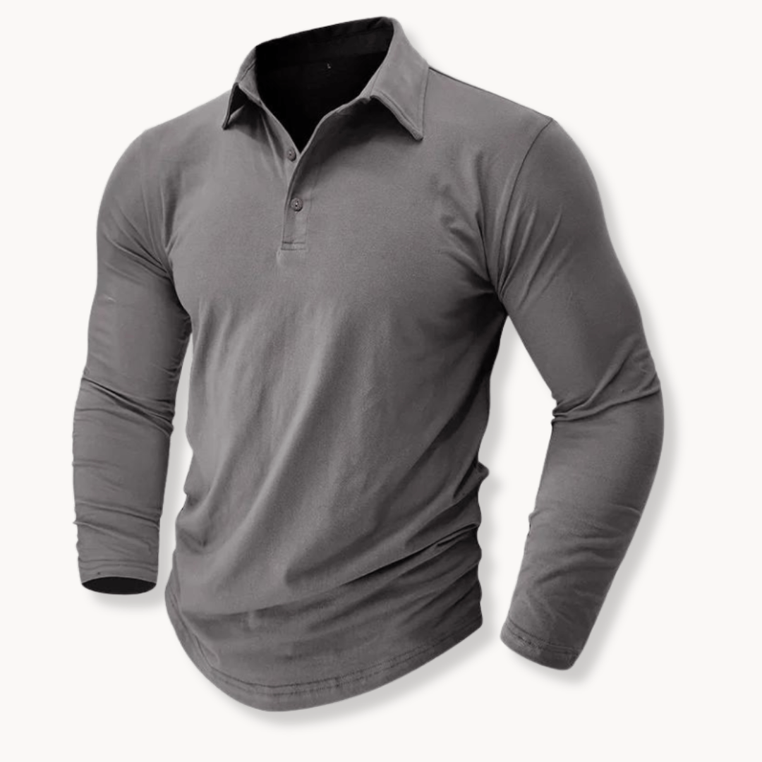Casual Long Sleeve Collared Polo for Men