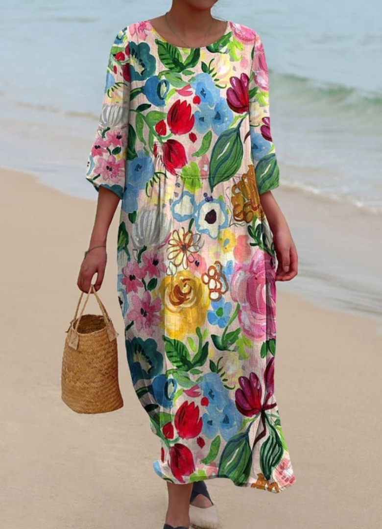 Vibrant Floral Dress for Women, Plus Size