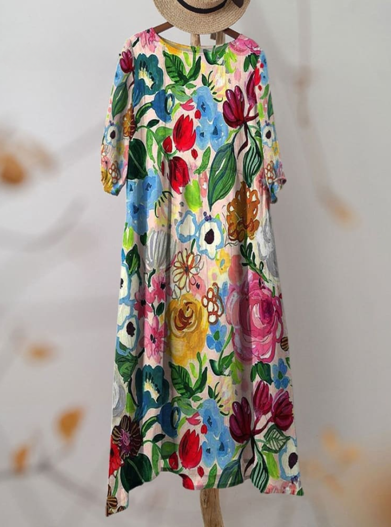 Vibrant Floral Dress for Women, Plus Size