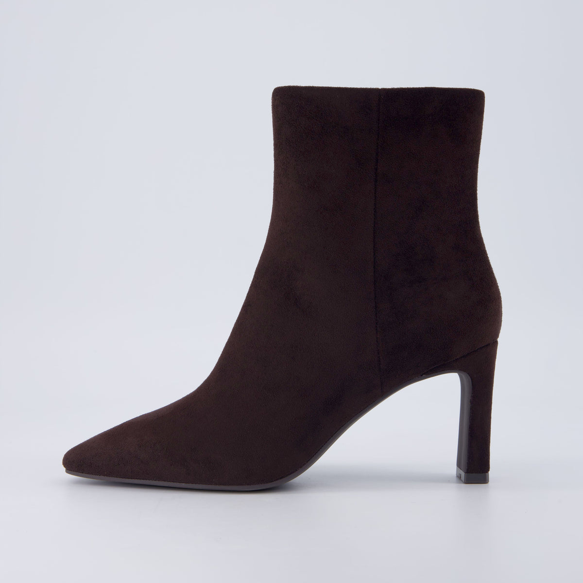 Women's Faux Suede Heeled Cushioned Side-Zip Ankle Boots – Chocolate
