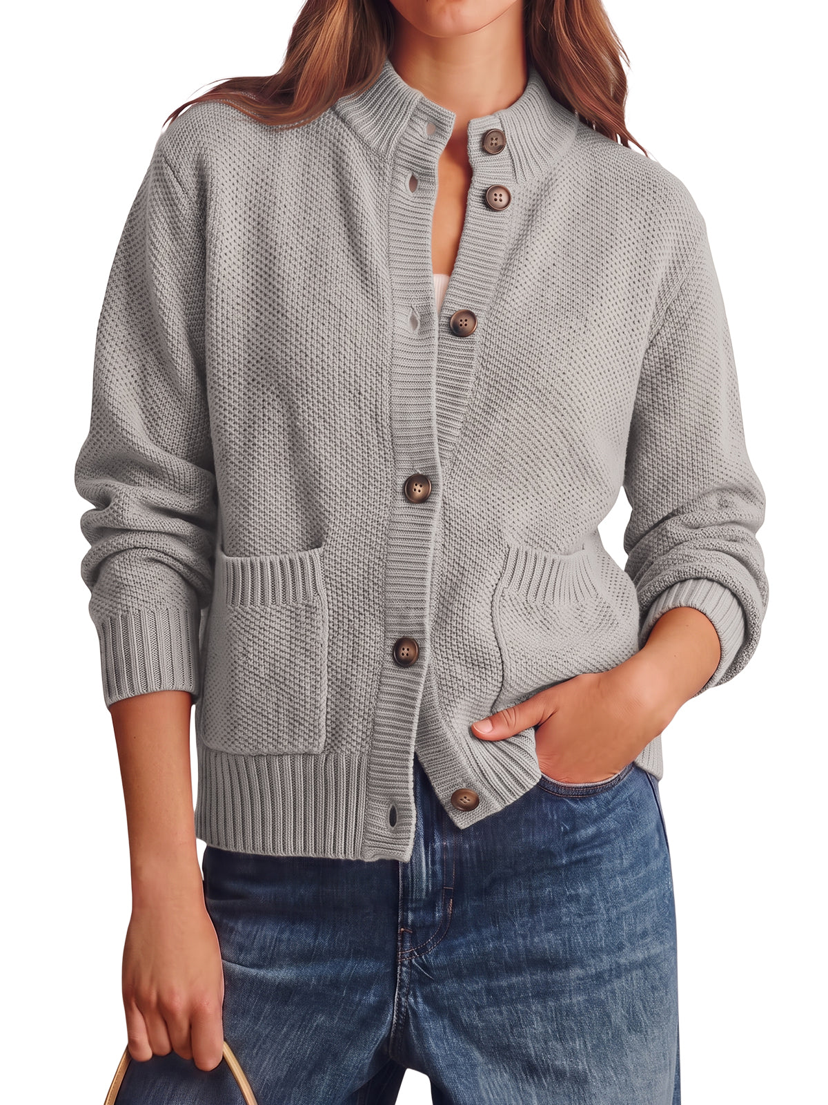 Women's Chunky Knit Sweater – Light Gray