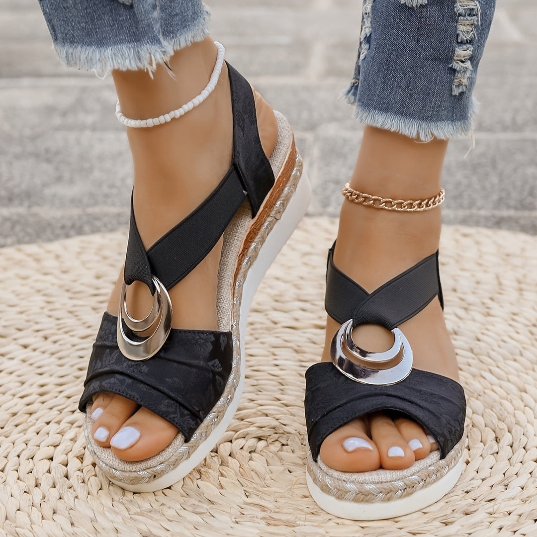 Braided Rope Platform Sandals for Women