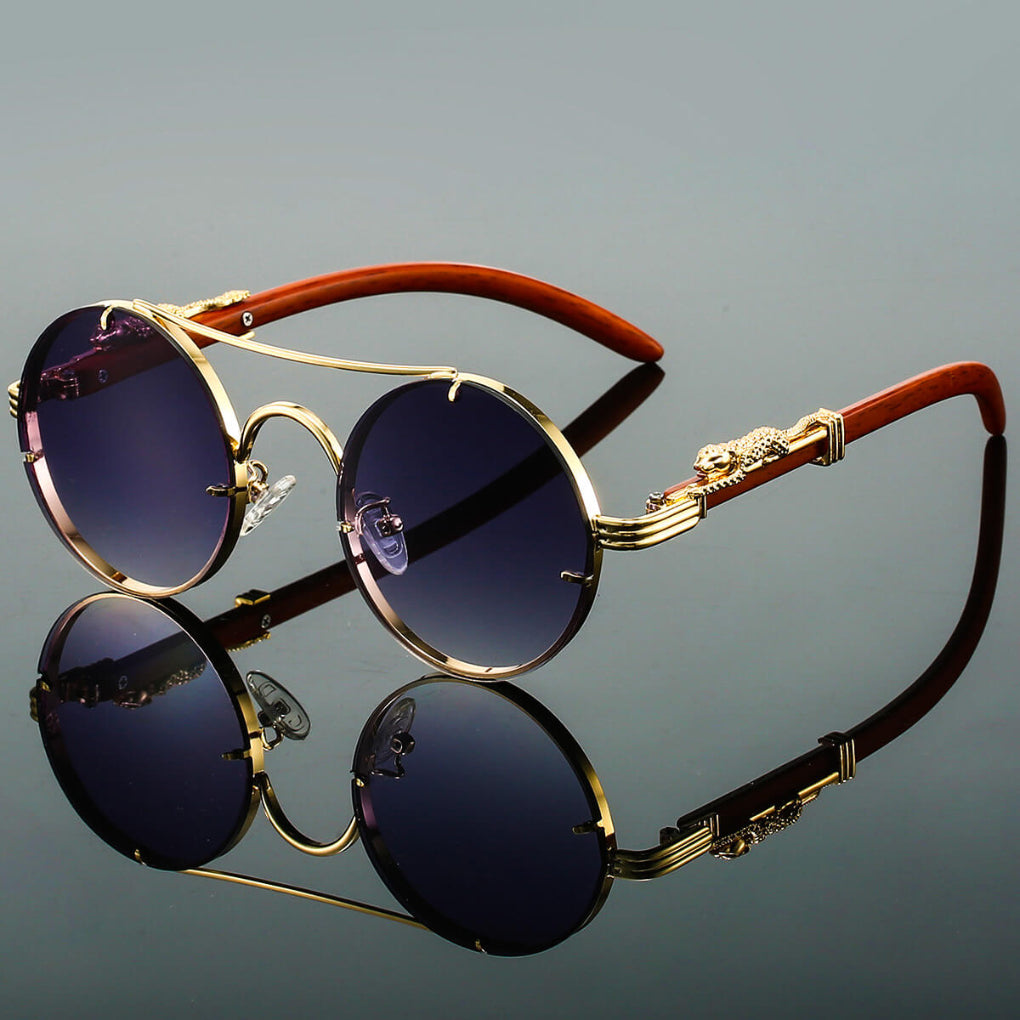 Sleek Retro Metal Oval Sunglasses for Men