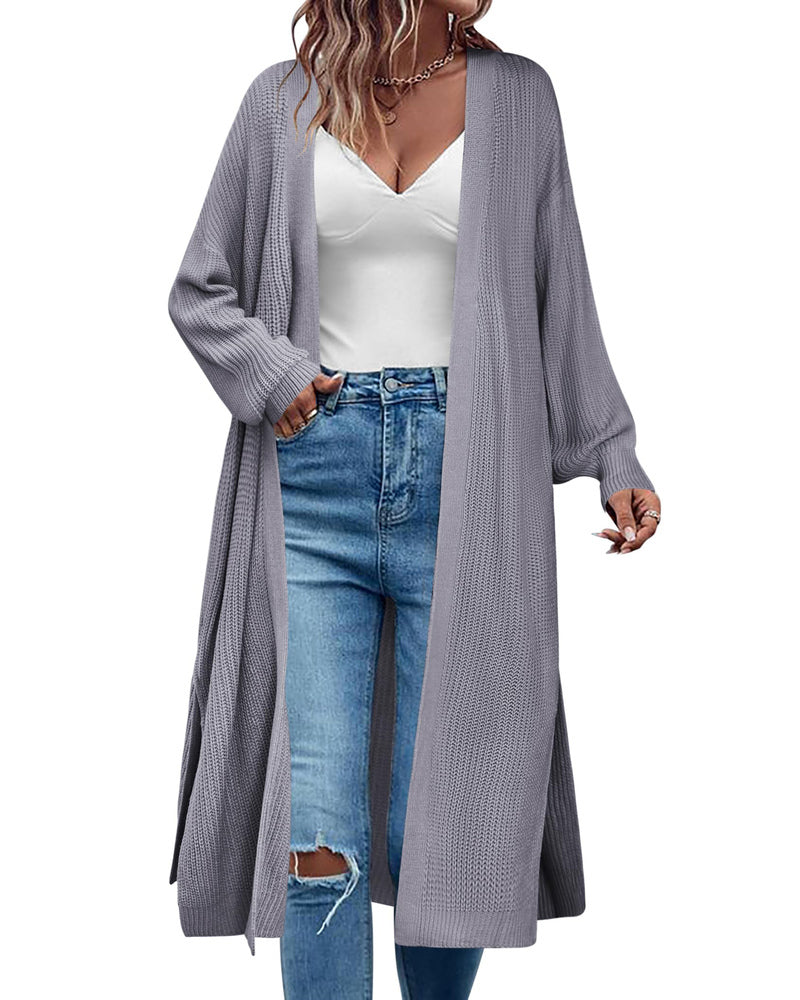 Women's Oversized Long Sleeve Open-Front Chunky Knit Cardigan