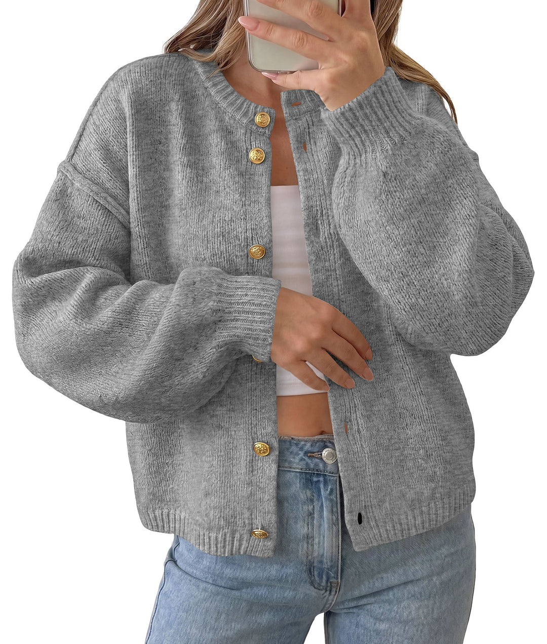 Women's Oversized Long Sleeve Button-Front Chunky Knit Cardigan